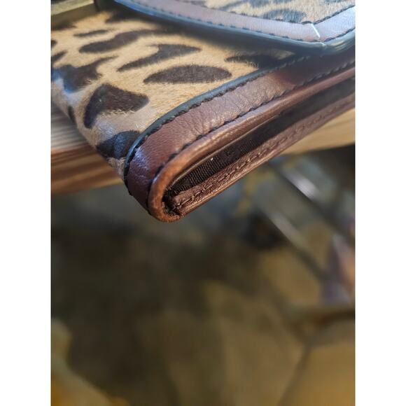 Fossil Full Size Leopard Calf Hair & Brown Leather Wallet - Picture 13 of 15